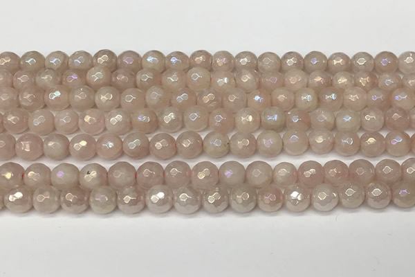 CRQ865 15 inches 6mm faceted round AB-color rose quartz beads