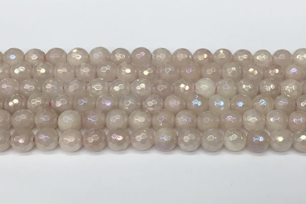 CRQ866 15 inches 8mm faceted round AB-color rose quartz beads