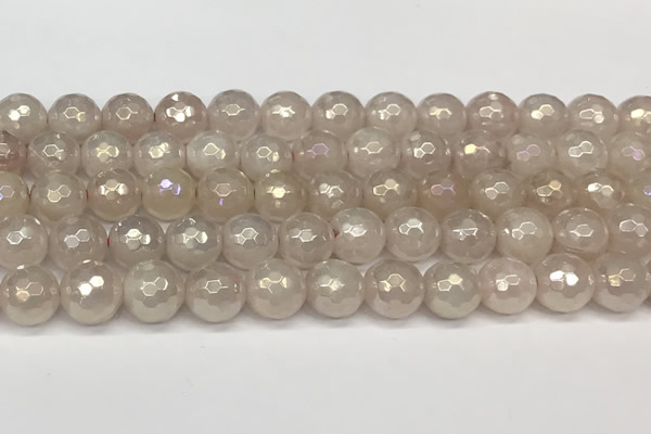 CRQ867 15 inches 10mm faceted round AB-color rose quartz beads
