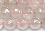 CRQ911 15 inches 8mm faceted round AB-color rose quartz beads