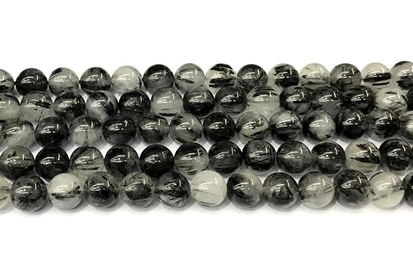 CRU1067 15 inches 10mm round black rutilated quartz beads