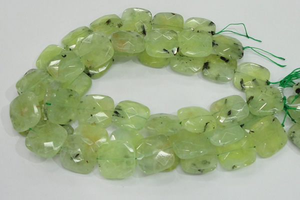 CRU121 15.5 inches 25*25mm faceted square green rutilated quartz beads