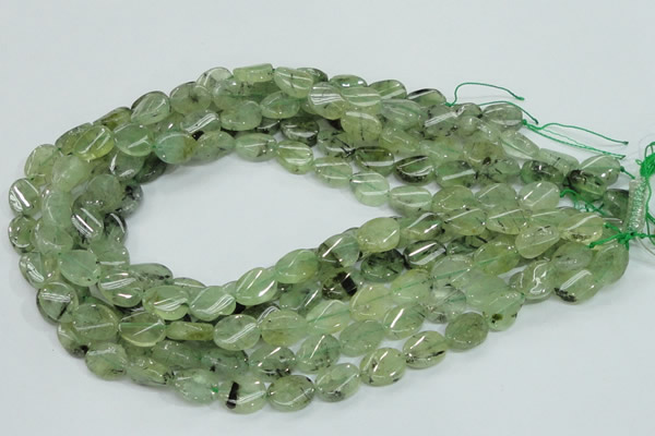 CRU122 15.5 inches 10*14mm twisted oval green rutilated quartz beads