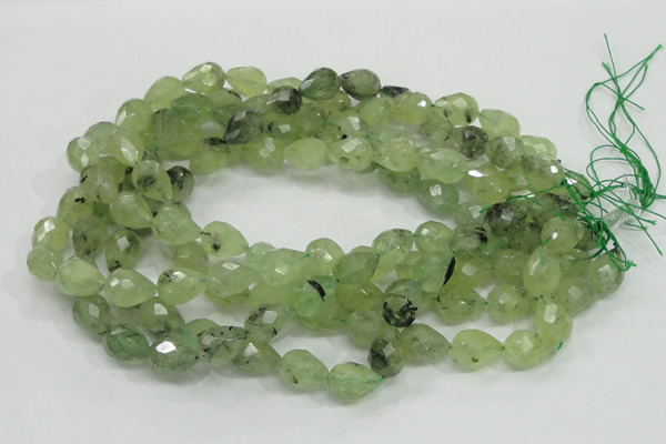 CRU125 15.5 inches 11*16mm faceted teardrop green rutilated quartz beads