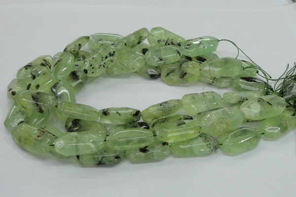 CRU128 15.5 inches 17*33mm faceted rectangle green rutilated quartz beads