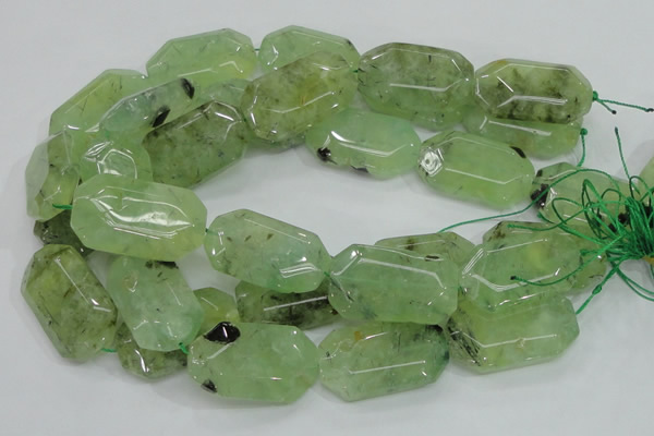 CRU129 15.5 inches 22*38mm faceted rectangle green rutilated quartz beads