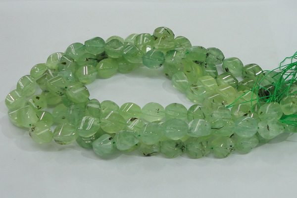 CRU131 15.5 inches 10*15mm twisted green rutilated quartz beads