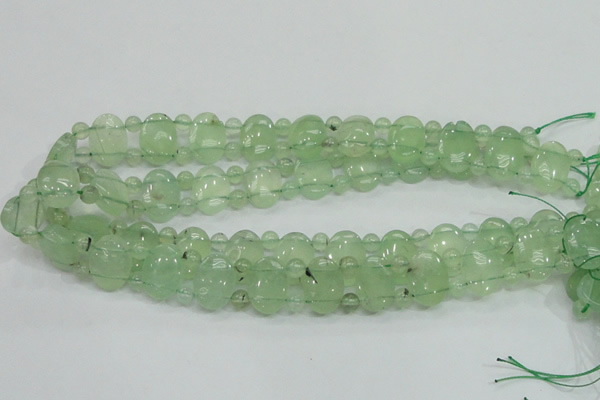 CRU135 13*18mm oval & round double drilled green rutilated quartz beads