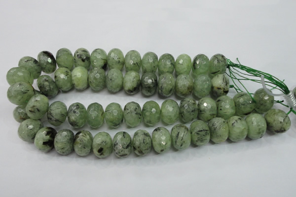 CRU144 15.5 inches 15*20mm faceted rondelle green rutilated quartz beads