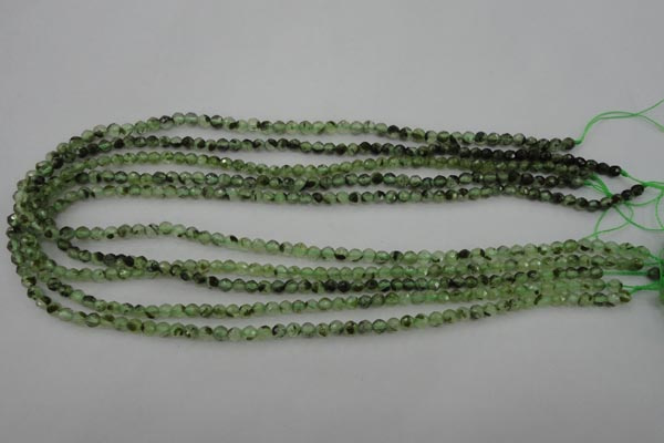 CRU150 15.5 inches 4mm faceted round green rutilated quartz beads