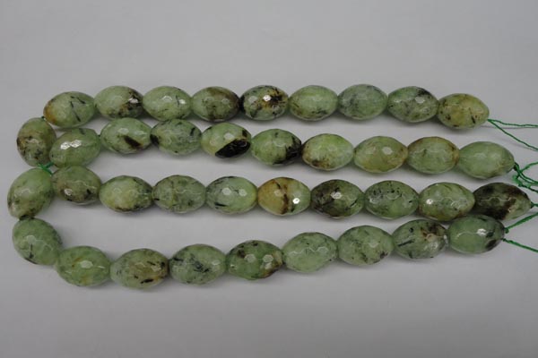 CRU168 15.5 inches 15*20mm faceted rice green rutilated quartz beads