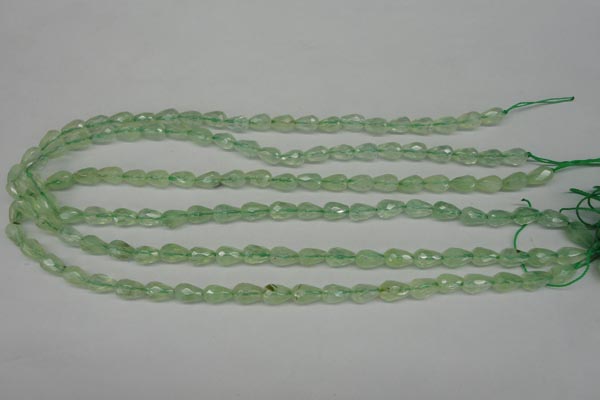 CRU170 15.5 inches 6*10mm faceted teardrop green rutilated quartz beads