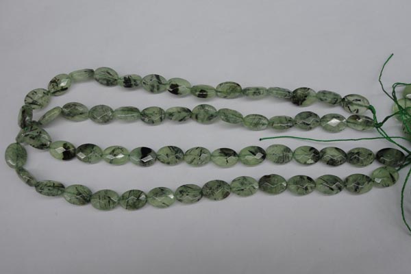 CRU188 15.5 inches 10*14mm faceted oval green rutilated quartz beads