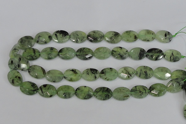 CRU208 15.5 inches 15*20mm faceted oval green rutilated quartz beads