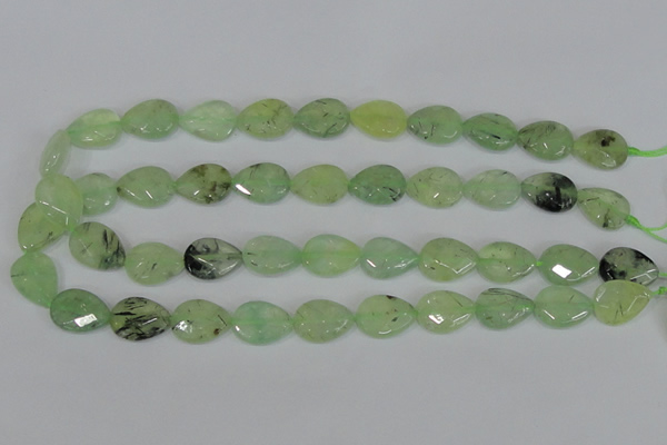 CRU209 13*18mm faceted flat teardrop green rutilated quartz beads