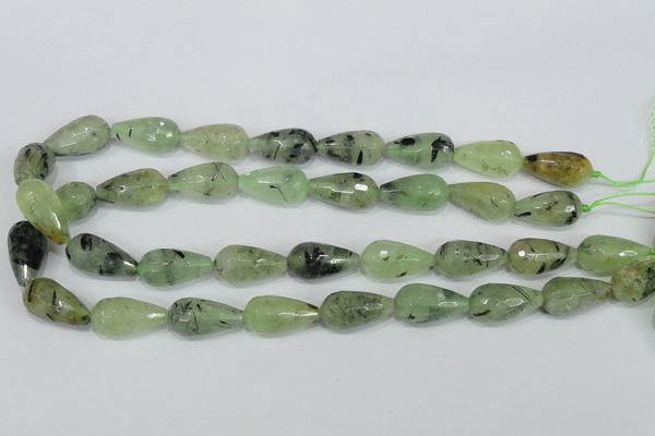 CRU215 15 inches 12*22mm faceted teardrop green rutilated quartz beads