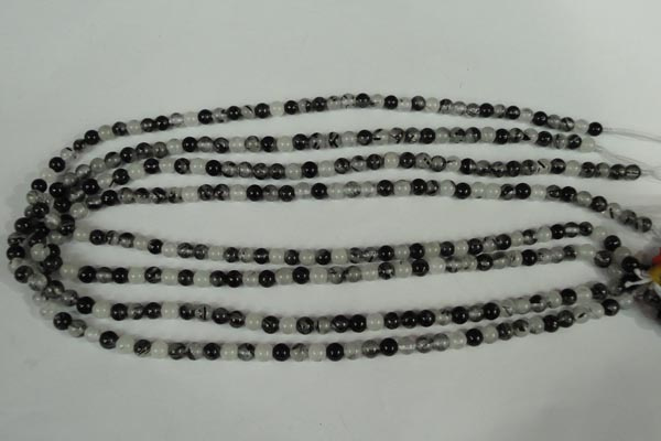 CRU301 15.5 inches 5mm round black rutilated quartz beads