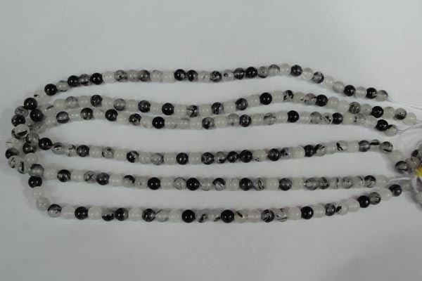 CRU302 15.5 inches 6mm round black rutilated quartz beads