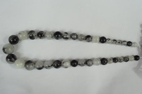 CRU321 15.5 inches 8mm - 16mm round black rutilated quartz beads