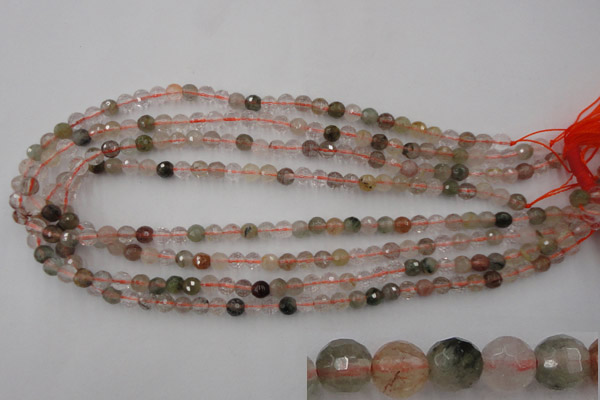 CRU401 15.5 inches 6mm faceted round Multicolor rutilated quartz beads