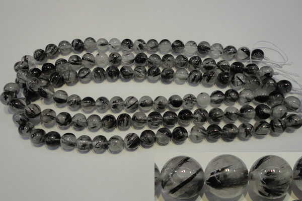CRU503 15.5 inches 10mm round black rutilated quartz beads wholesale
