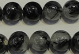 CRU505 15.5 inches 14mm round black rutilated quartz beads wholesale