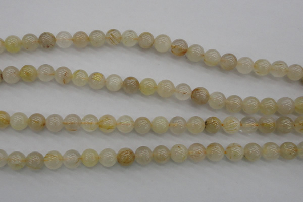 CRU582 15.5 inches 8mm round golden rutilated quartz beads