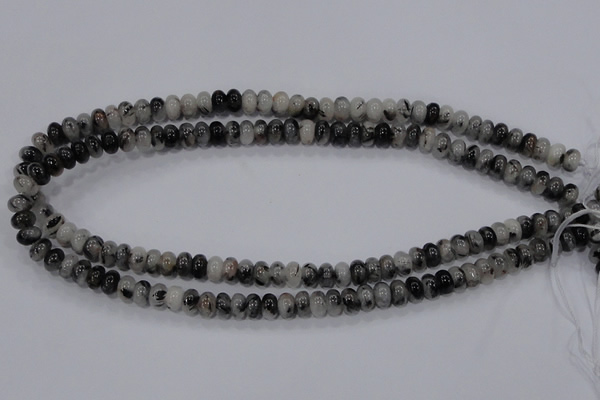 CRU63 15.5 inches 5*8mm rondelle black rutilated quartz beads
