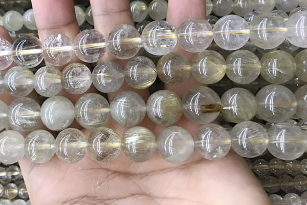 CRU634 15.5 inches 13mm round golden rutilated quartz beads