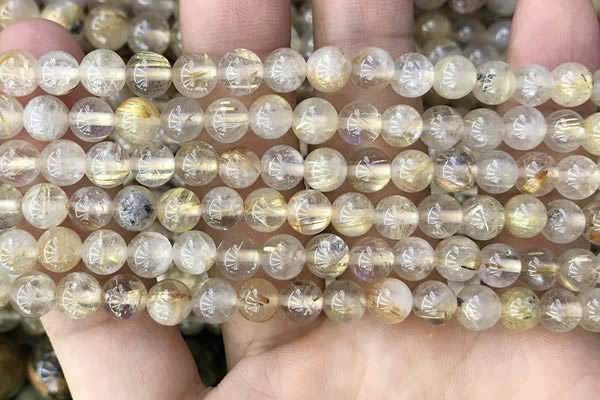 CRU636 15.5 inches 6mm round golden rutilated quartz beads
