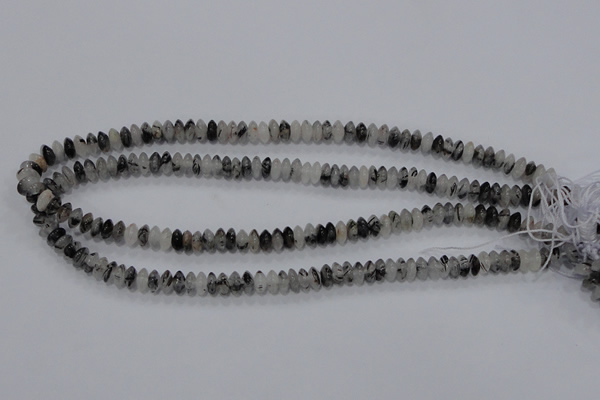 CRU65 15.5 inches 4*8mm rondelle black rutilated quartz beads