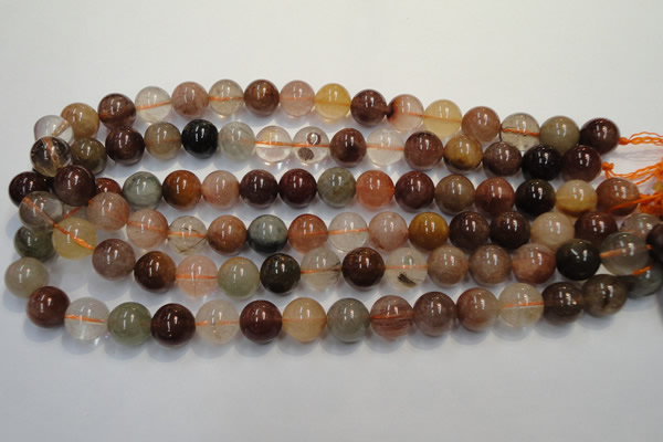 CRU655 15.5 inches 12mm round Multicolor rutilated quartz beads