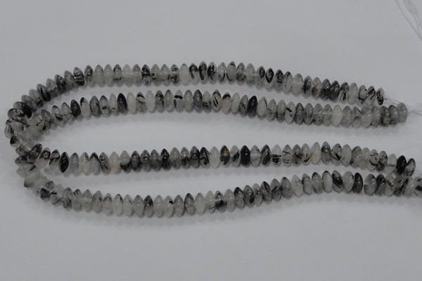 CRU66 15.5 inches 5*10mm rondelle black rutilated quartz beads