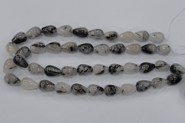 CRU70 15.5 inches 13*18mm teardrop black rutilated quartz beads