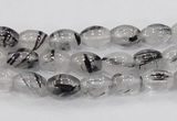 CRU71 15.5 inches 8*10mm rice black rutilated quartz beads wholesale