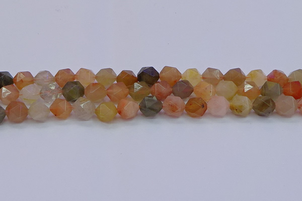 CRU769 15.5 inches 12mm faceted nuggets mixed rutilated quartz beads