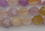 CRU773 15.5 inches 10mm faceted nuggets lavender amethyst & citrine beads