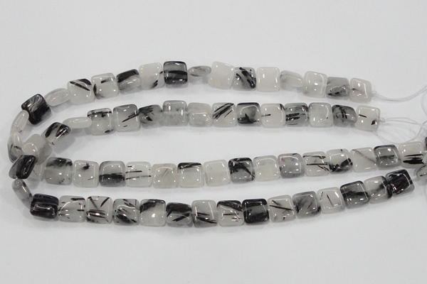 CRU84 15.5 inches 10*10mm square black rutilated quartz beads