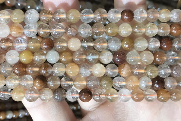 CRU944 15.5 inches 6mm round mixed rutilated quartz beads