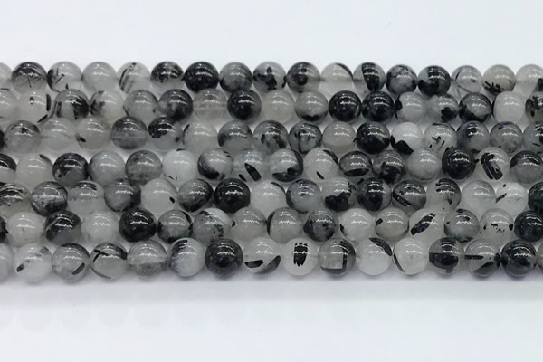 CRU954 15.5 inches 6mm round black rutilated quartz beads