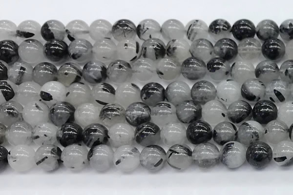 CRU956 15.5 inches 10mm round black rutilated quartz beads
