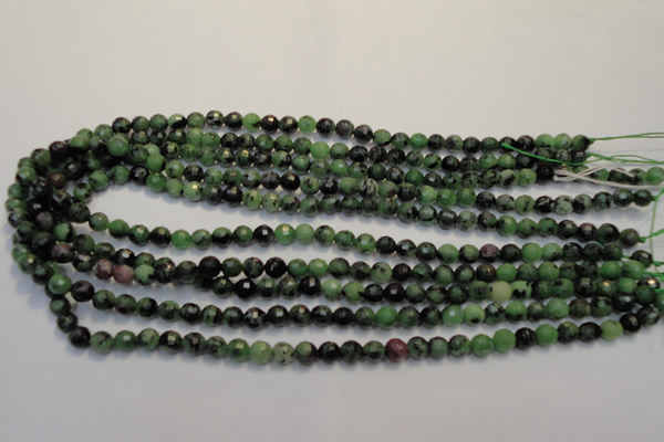 CRZ105 15.5 inches 6mm faceted round ruby zoisite gemstone beads