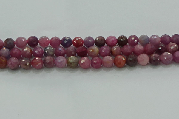 CRZ1124 15.5 inches 8mm faceted round natural ruby gemstone beads