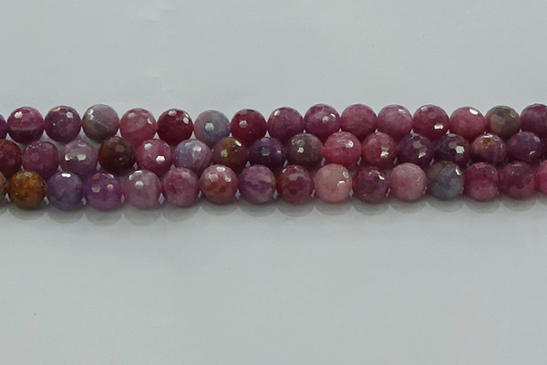 CRZ1125 15.5 inches 9mm faceted round natural ruby gemstone beads