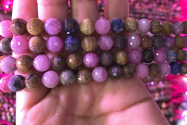 CRZ1132 15.5 inches 8mm faceted round ruby sapphire beads