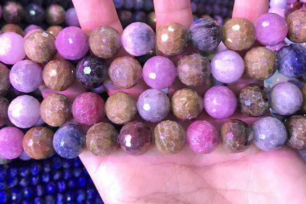 CRZ1145 15.5 inches 12mm faceted round ruby sapphire beads