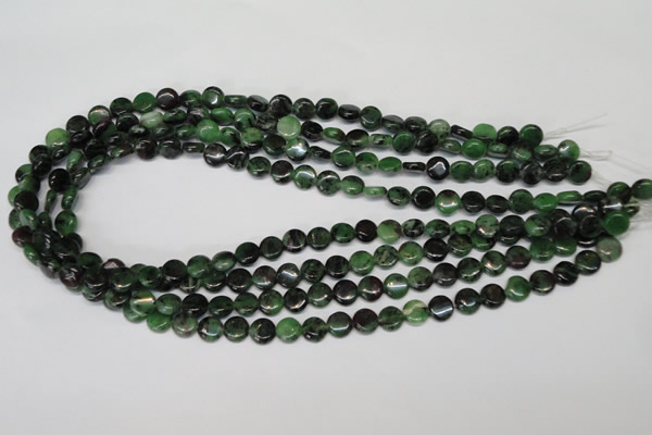 CRZ23 15.5 inches 8mm flat round ruby zoisite gemstone beads
