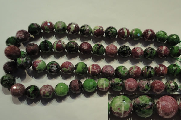 CRZ359 15.5 inches 15mm faceted round natural ruby zoisite beads