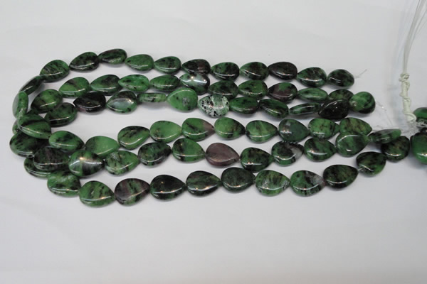 CRZ40 15.5 inches 13*18mm flat teardrop ruby zoisite gemstone beads