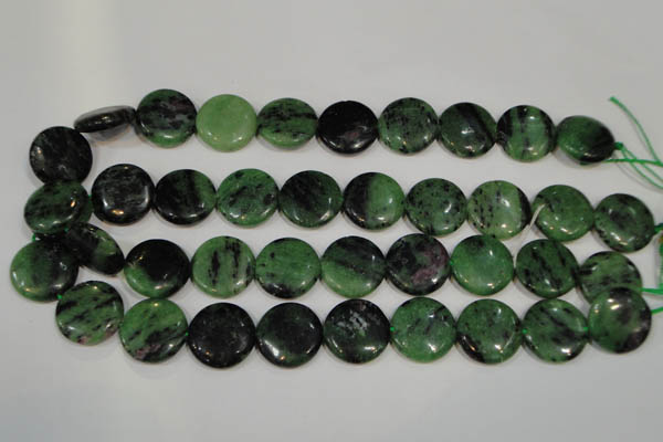 CRZ474 15.5 inches 20mm flat round ruby zoisite gemstone beads